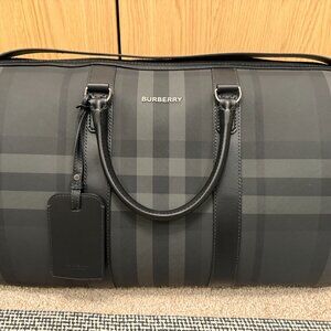 Burberry Boston Holdall Duffel Bag Charcoal Check - 80629171 - SEE DESCRIPTION